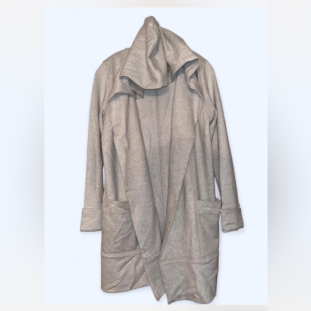 LOFT Gray Open Front Cardigan with Hood